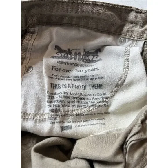 Levi Levi’s 505 jeans khaki pants men’s Tag 33 * 32 brown tan Straight white tag - Picture 5 of 8